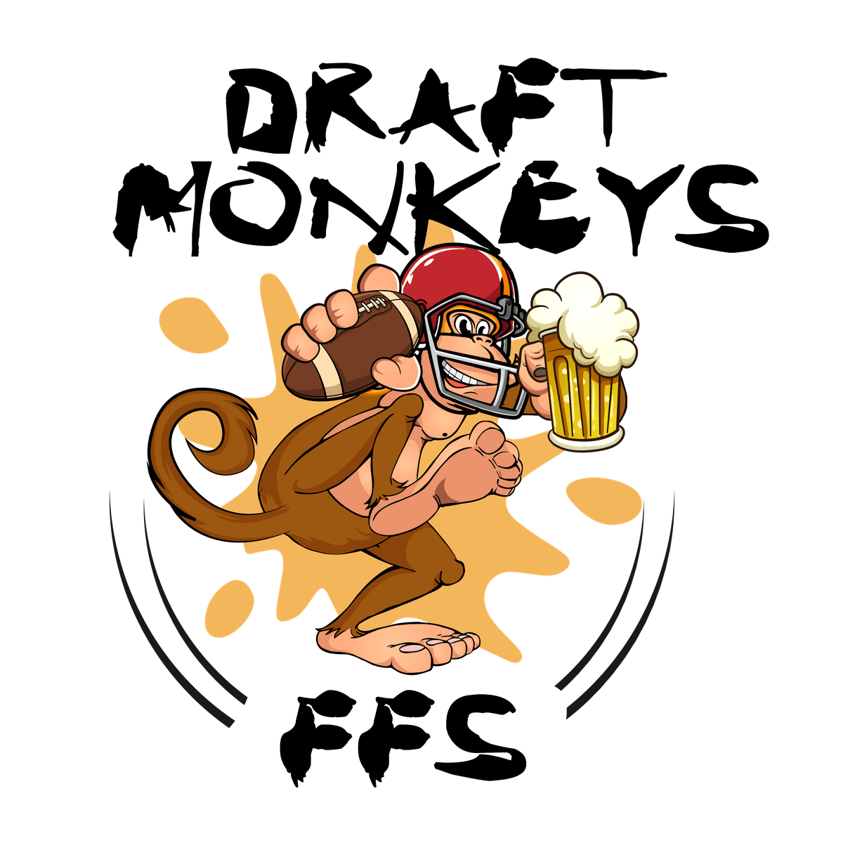 Draft Monkeys FFS — Beer-drinking monkey in football gear