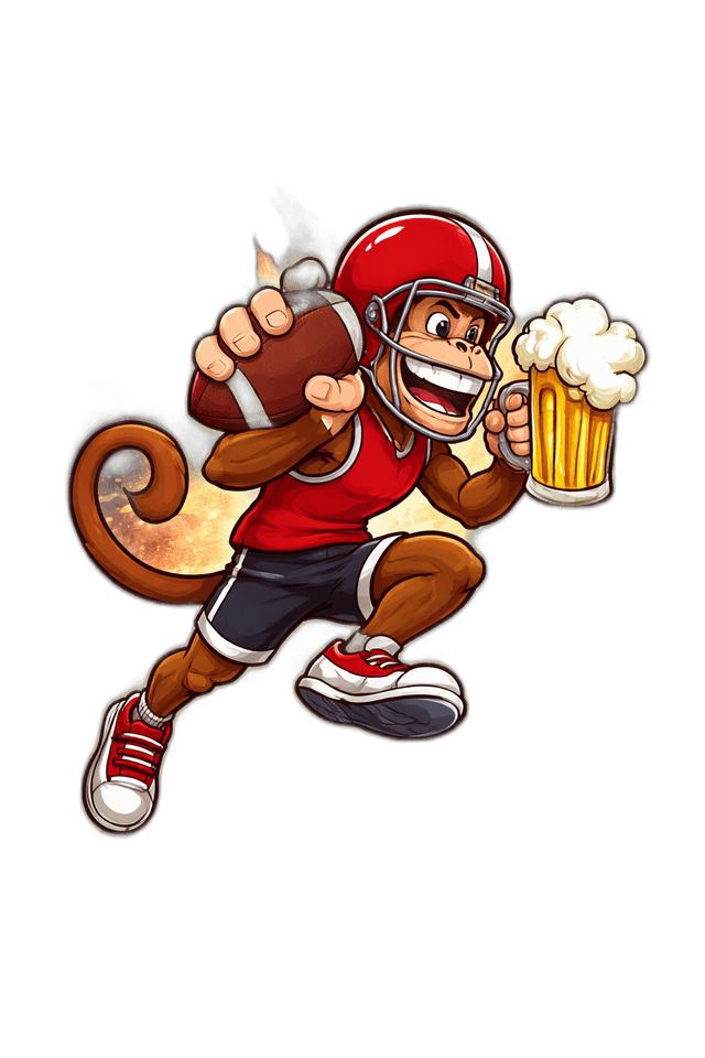 Monkey celebrating with beer